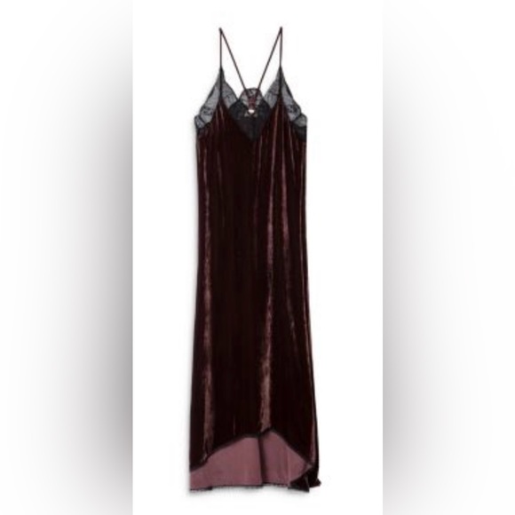 ZADIG & VOLTAIRE zadig & voltaire Risty Velvet Slip Dress color BORDEAUX - Picture 2 of 6